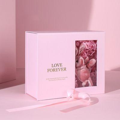 Papel magnético feito sob encomenda do rosa da caixa de presente do bloco liso com fita