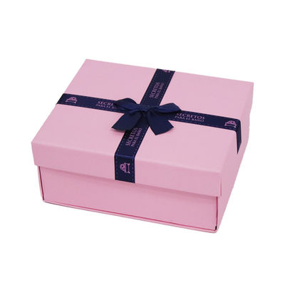 Caixa de presente de ISO9001 Matte Lamination Pink Flat Packed com ornamento 20*18*7.7cm da curva