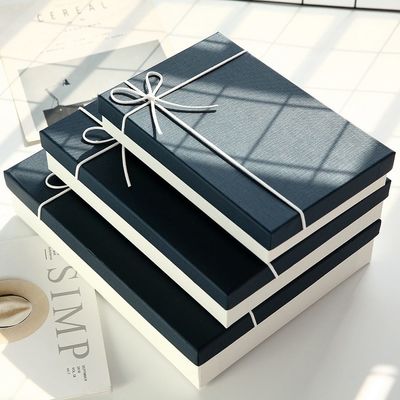 Tampa multifuncional de papel da textura especial e caixa de presente baixa com fita da corda
