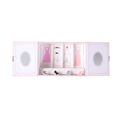 O OEM cor-de-rosa magnético personaliza a caixa de papel cosmética da cópia, caixa de presente da porta dobro 4 partes