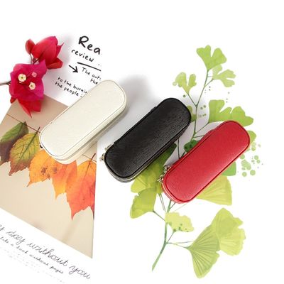 Mini caixa de couro 10*4*3.5cm do batom do curso do plutônio com fechamento dobro do zíper