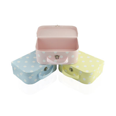 Caixa de Dot Pattern Cardboard Storage Suitcase de 3 grupos com punho da fita