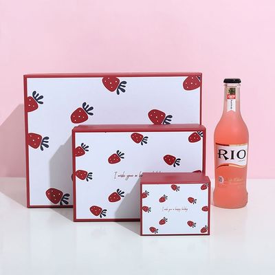 Caixa de presente luxuosa do batom do teste padrão da morango que empacota para o dia de Valentim