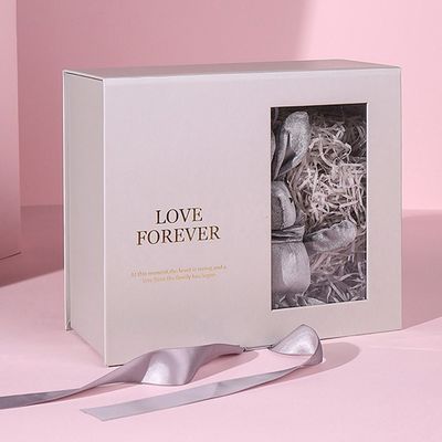Papel magnético feito sob encomenda do rosa da caixa de presente do bloco liso com fita