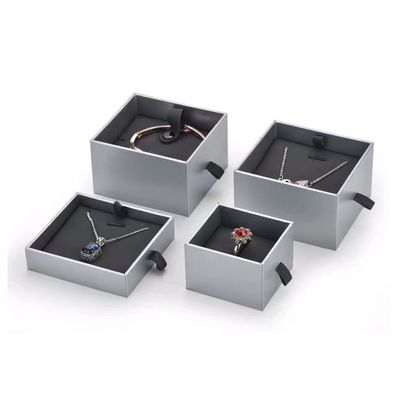 Caixas de presente de joias de papelão quadrado cinza para colares e pulseira com pingente