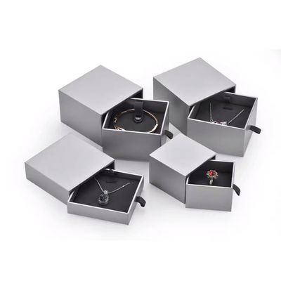 Caixas de presente de joias de papelão quadrado cinza para colares e pulseira com pingente