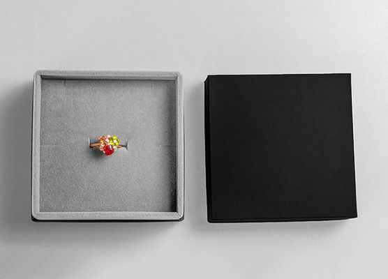Caixas de empacotamento de Grey Velvet Lined Cardboard Jewelry com Logo Printing customizável