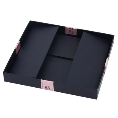 Caixa de presente de papel rígida dobrável 24*20*10cm dos azuis marinhos com decoração da fita