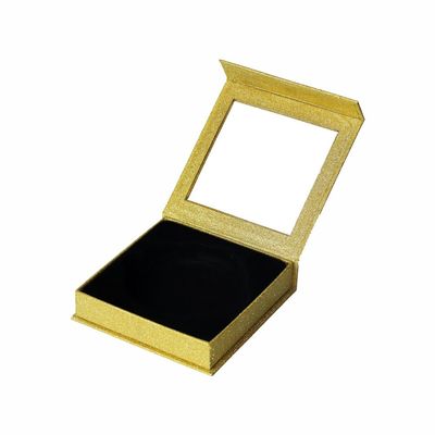 caixa de presente de papel rígida da janela transparente de 10*10*3.5cm com ANIMAL DE ESTIMAÇÃO Tray Shiny Gold