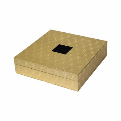 Quadrado da caixa de papel do cartão de Debossed do ouro com a bandeja da espuma do cetim
