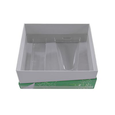 Janela clara das caixas de presente cosméticas do verde ISO9001 com bordo da hipotenusa
