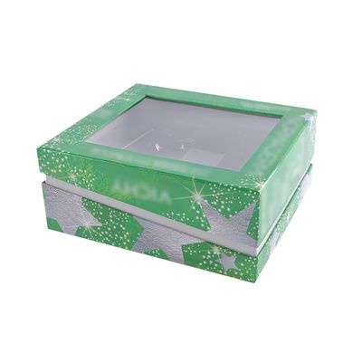 Janela clara das caixas de presente cosméticas do verde ISO9001 com bordo da hipotenusa