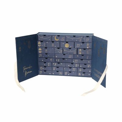 Caixa de presente da surpresa de 30 azuis marinhos das gavetas, beleza Advent Calendar With Ribbon