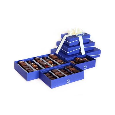 O chocolate luxuoso de múltiplos propósitos dos azuis marinhos encaixota empacotando, as caixas vazias da trufa personalizadas