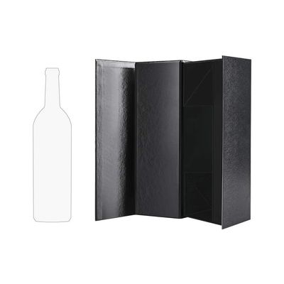 Caixa de presente gravada dobrável que empacota, preto lustroso do vinho do cartão da caixa de presente da garrafa do licor
