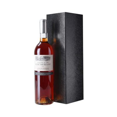 Caixa de presente gravada dobrável que empacota, preto lustroso do vinho do cartão da caixa de presente da garrafa do licor