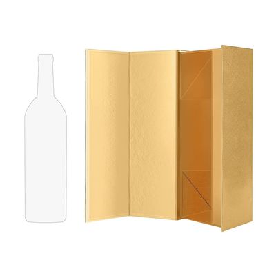 Ouro brilhante de empacotamento das caixas do presente resistente dobrável do vinho do cartão com gravação