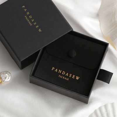 Anunciou Logo Cardboard Jewelry Packaging Box com malote de Microfiber