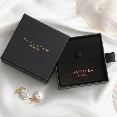 Anunciou Logo Cardboard Jewelry Packaging Box com malote de Microfiber