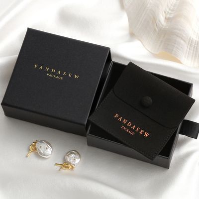 Anunciou Logo Cardboard Jewelry Packaging Box com malote de Microfiber
