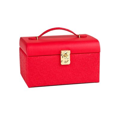 Caixa portátil da joia do curso de 3 séries, couro sintético das vitrinas portáteis Lockable do brinco