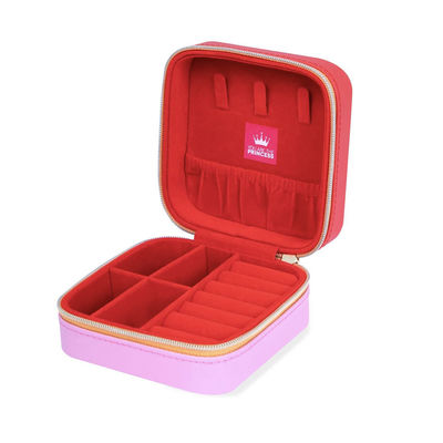 O falso cobre a caixa portátil 10*10*5cm da joia do curso do quadrado vermelho para meninas