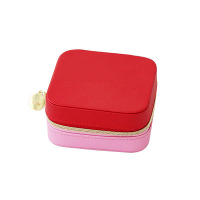 O falso cobre a caixa portátil 10*10*5cm da joia do curso do quadrado vermelho para meninas