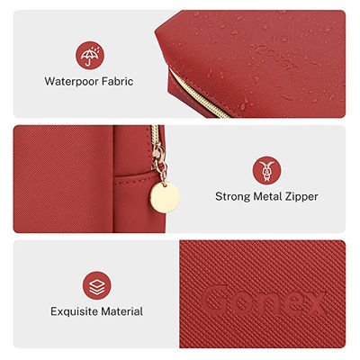 Do saco cosmético da composição do plutônio pequeno vermelho Zippered de couro para o uso diário