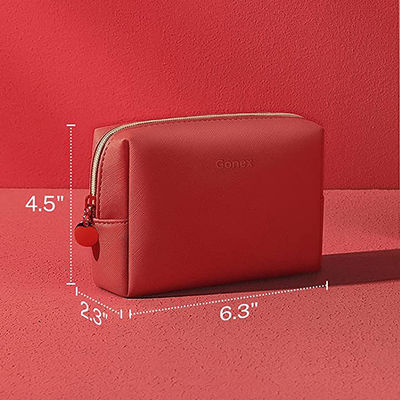 Do saco cosmético da composição do plutônio pequeno vermelho Zippered de couro para o uso diário