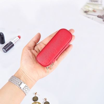 Mini caixa de couro 10*4*3.5cm do batom do curso do plutônio com fechamento dobro do zíper