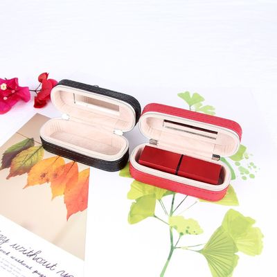 Mini caixa de couro 10*4*3.5cm do batom do curso do plutônio com fechamento dobro do zíper
