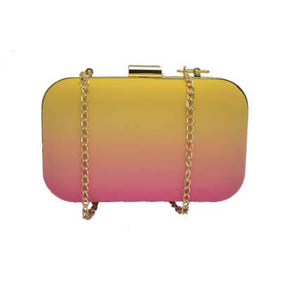 Placa de metal customizável Logo Evening Clutch Bag com ouro removível Tone Chain