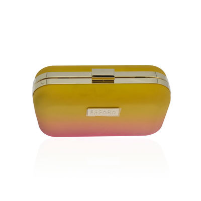 Placa de metal customizável Logo Evening Clutch Bag com ouro removível Tone Chain