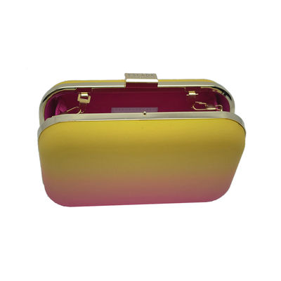 Placa de metal customizável Logo Evening Clutch Bag com ouro removível Tone Chain